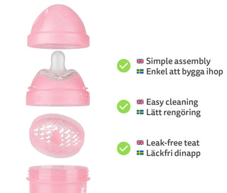 Dubbel Anti-kolik Nappflaska 240 ml Rosa
